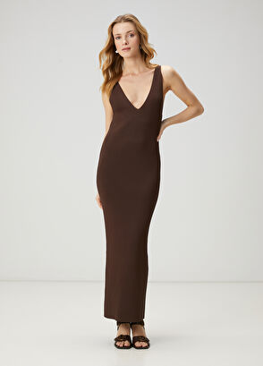 Beymen Club Brown Maxi Knit Dress - 5
