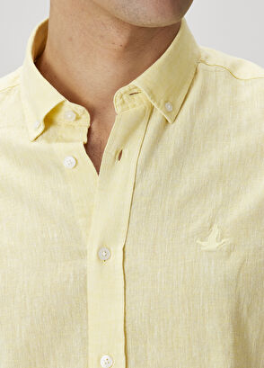 Beymen Club Comfort Fit Sarı Keten Gömlek - 5