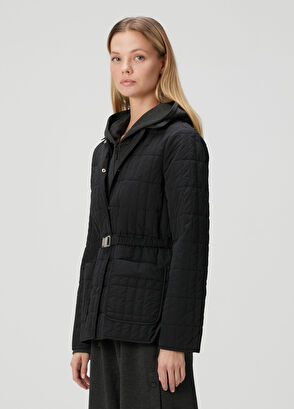 Siyah Kapitoneli Kısa Mont - Görsel 4