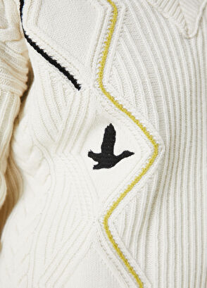 Beymen Club Ekru Nakışlı Yün Kazak - 5