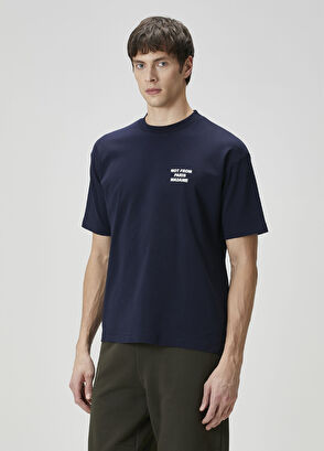 Drôle De Monsieur Lacivert Logo Baskılı T-shirt - 3