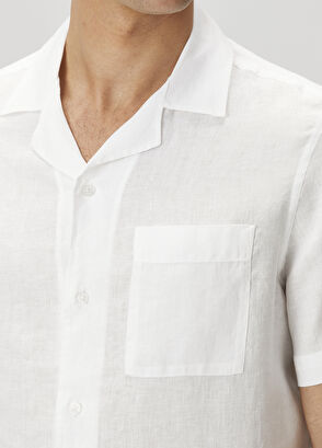 Beymen Club Beyaz Kısa Kollu Keten Gömlek - 7