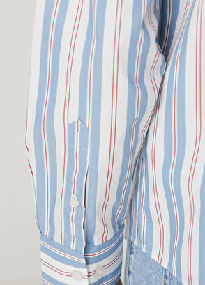 Beymen Club Comfort Fit Blue White Stripe Patterned Shirt - 8