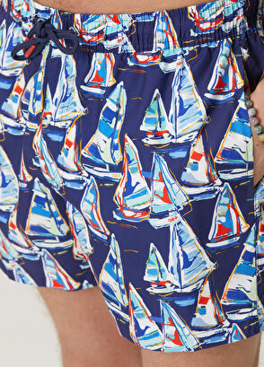 Beymen Club Navy Blue Sail Print Short Swimsuit - 5