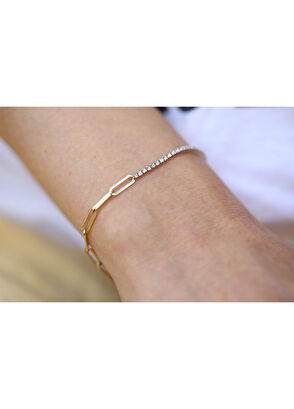 Reis Kuyumculuk Blended 14 Ayar Rose Gold Kadın Pırlanta Bileklik - 6