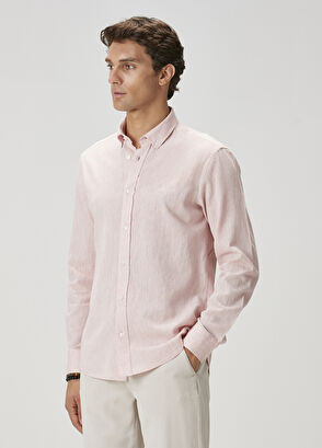 Beymen Club Comfort Fit Salmon Linen Shirt - 3