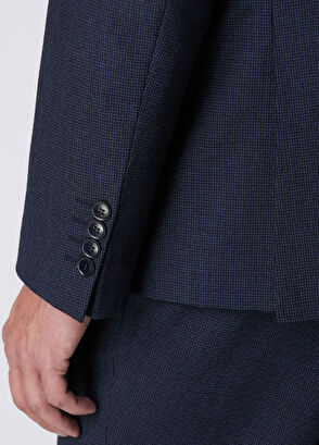 Beymen Club Pied De Poule Navy Blue Wool Suit - 7