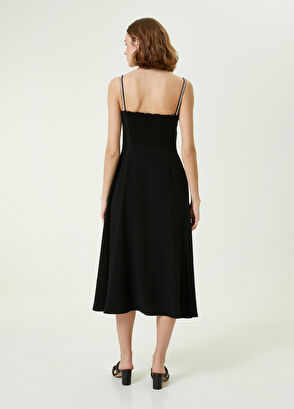 Beymen Club Siyah Taş Askılı Midi Elbise - 6