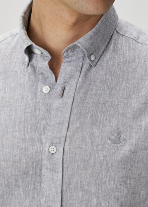 Beymen Club Comfort Fit Grey Linen Shirt - 5