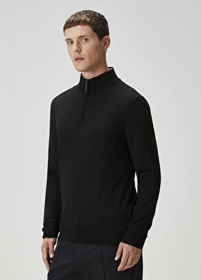 Siyah Polo Yaka Yün Triko - Görsel 6