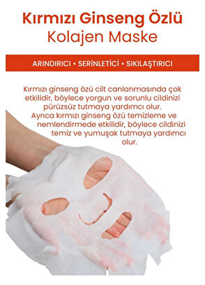 Dermal Purifying Cooling Firming Red Ginseng Extract Collagen 10 Pieces Face Mask - 5