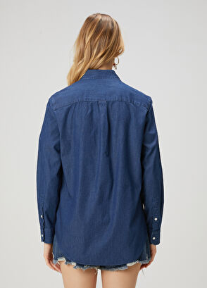 Koyu Mavi Basic Denim Gömlek Beymen Club Koyu Mavi Basic Denim Gömlek - 6