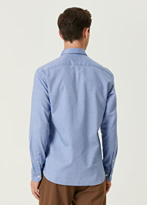 Beymen Club Slim Fit Mavi Gizli Düğmeli Yaka Gömlek - 4