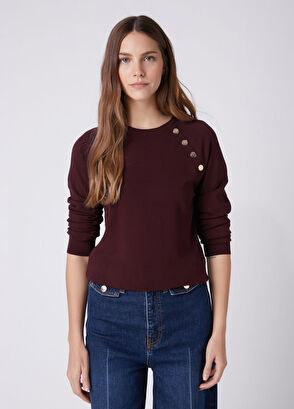 Beymen Club Burgundy Button Detailed Sweater - 4