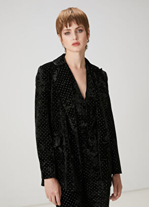 Beymen Club Siyah Taşlı Kadife Abiye Ceket - 6