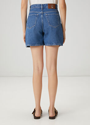 Beymen Club Blue Wash Basic Denim Shorts - 4