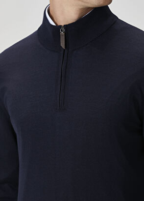 Lacivert Polo Yaka Yün Triko - Görsel 8