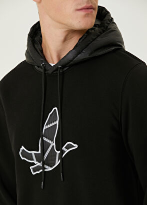 Beymen Club Siyah Kapüşonlu Logo Nakışlı Sweatshirt - 5