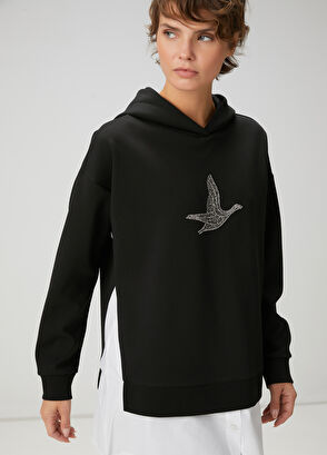 Beymen Club Siyah Kapüşonlu Gömlek Detaylı Sweatshirt - 4