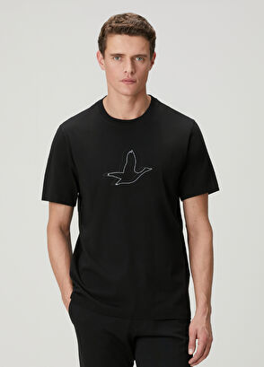 Beymen Club Black Relax Fit Artwork Goose Detailed T-Shirt - 4