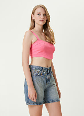 Beymen Club Pink Jacquard Bustier - 4