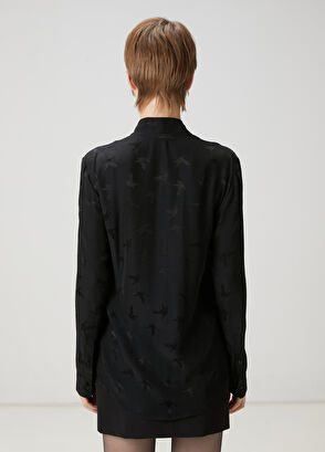 Beymen Club Black Logo Jacquard Silk Shirt - 5
