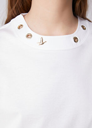 Beymen Club Off-White Eyelet Detailed T-Shirt - 7