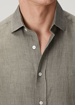 Beymen Club Comfort Fit Italian Collar Delave Linen Shirt - 8