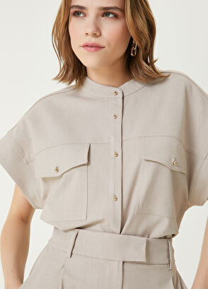 Beymen Club Beige Short Sleeve Shirt - 4