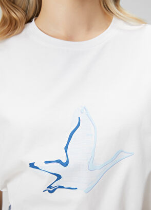 Beymen Club Off-White Blue Logo T-Shirt - 6