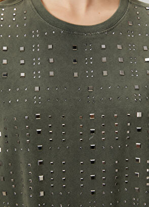 Beymen Club Haki Hotfix Detaylı Bol T-shirt - 6