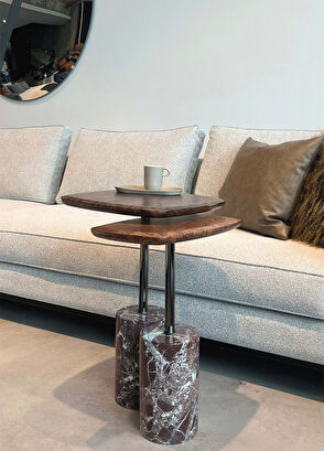 Lucenti Design Nest Marble Marble Leg Root Veneer 2-Piece Side Table Set - 3