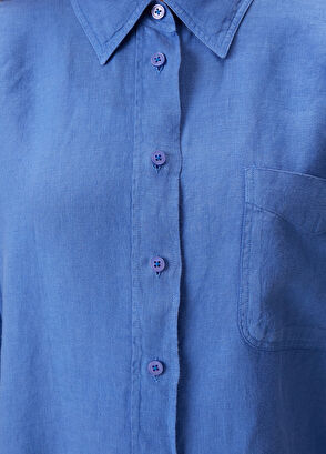 Beymen Club Oversize Blue Linen Shirt - 6