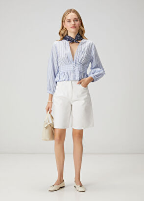 Beymen Club Açık Mavi Peplum Detaylı Gömlek - 3