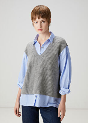 Beymen Club Blue Grey Shirt Detailed Sweater - 3