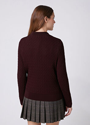 Beymen Club Burgundy Basic Cable Knit Sweater - 7