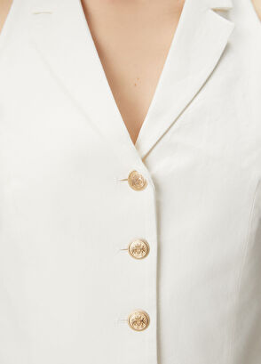 Beymen Club Kırık Beyaz Keten Yelek - 6