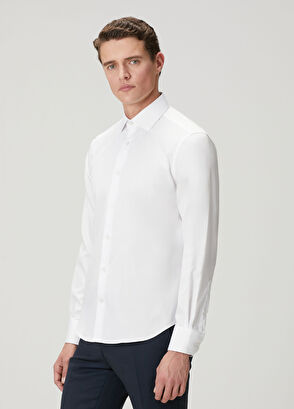 Beymen Club Slim Fit Beyaz Armürlü Non-iron Gömlek - 6