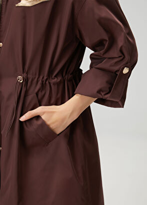 Beymen Club Midi Overcoat With Burgundy Crystal Logo - 8