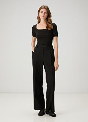 Beymen Club Black Square Neck T-Shirt - 3