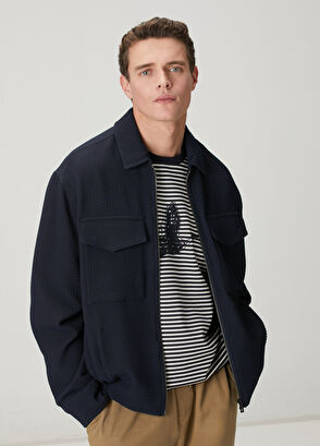 Beymen Club Lacivert Diyagonal Desenli Örme Ceket - 12