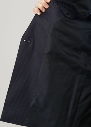 Tom Ford Siyah Çizgi Desenli Yün Kruvaze Ceket - 7