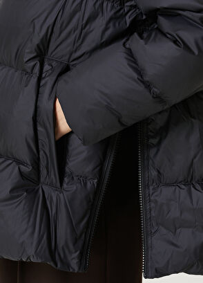 Siyah Kapüşonlu Puff Mont - Görsel 7