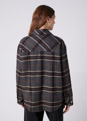 Beymen Club Grey Plaid Hotfix Wool Over Shirt - 5