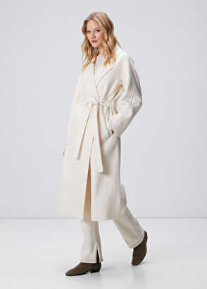 Network Limited Kırık Beyaz Yün Karışımlı Manto - 4