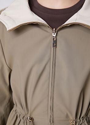 Beymen Club Khaki Ecru Reversible Hooded Coat - 8