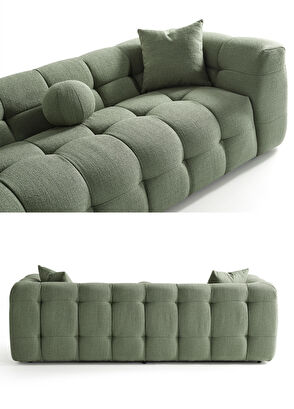 Bekaliving Nammos Comfort Teddy Yeşil Üçlü Kanepe - 7