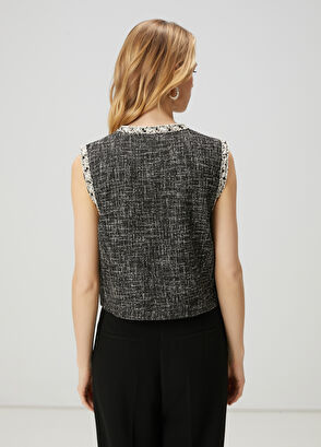 Beymen Club Black Sleeveless Tweed Blouse - 5
