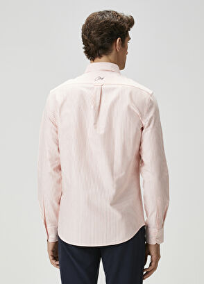 Beymen Club Comfort Fit Orange Striped Oxford Shirt - 5