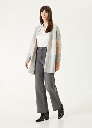 Network Gri Melanj Yün Karışımlı Hırka - 3